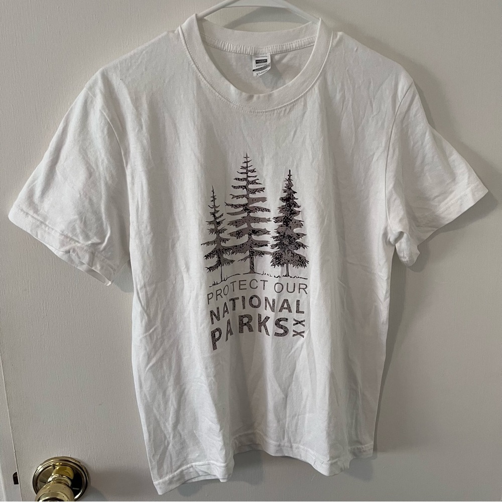 New Protect Our National Parks Ring Spun Cotton T-Shirt White Adult Medium